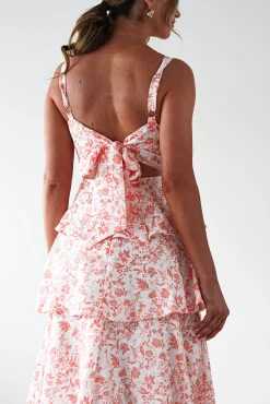 Discount Emily Floral Ruffle Maxi Dress | Orange Print Lange Kleider|Maxikleider