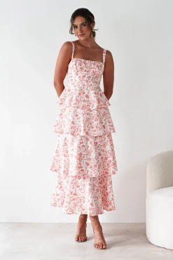 Discount Emily Floral Ruffle Maxi Dress | Orange Print Lange Kleider|Maxikleider