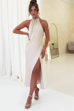 Best Evelyn Halterneck Midi Dress | Champagne Lange Kleider|Maxikleider