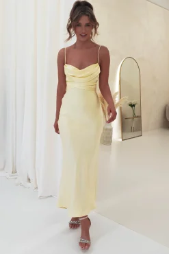 Online Everleigh Soft Satin Midi Dress | Butter Yellow Mittellange Kleider|Midi-kleider