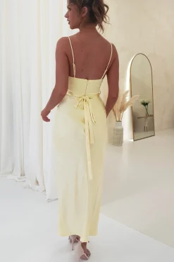 Online Everleigh Soft Satin Midi Dress | Butter Yellow Mittellange Kleider|Midi-kleider