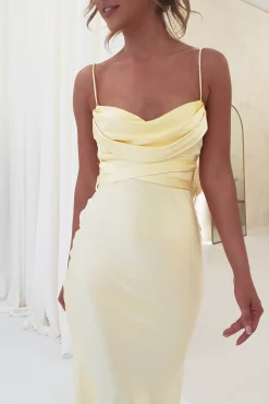 Online Everleigh Soft Satin Midi Dress | Butter Yellow Mittellange Kleider|Midi-kleider