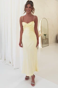 Online Everleigh Soft Satin Midi Dress | Butter Yellow Mittellange Kleider|Midi-kleider