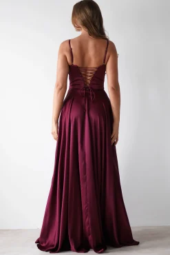 Outlet Georgia Soft Satin Maxi Gown | Burgundy Lange Kleider|Maxikleider