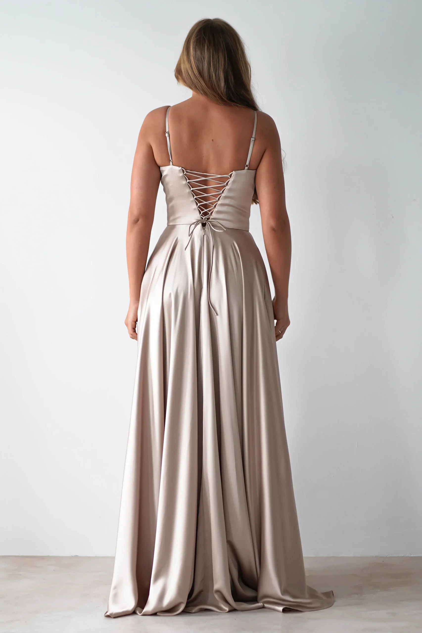 Hot Georgia Soft Satin Maxi Gown | Champange Lange Kleider|Maxikleider