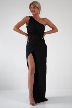 Outlet Giordana Jersey Bodycon Maxi Dress | Black Lange Kleider|Maxikleider