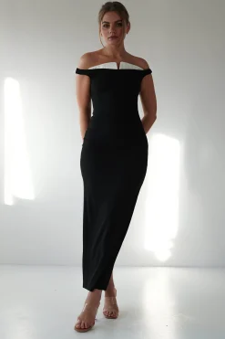 Sale Glenda Contrast Bodycon Midaxi | Black Lange Kleider|Maxikleider