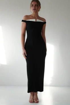 Sale Glenda Contrast Bodycon Midaxi | Black Lange Kleider|Maxikleider