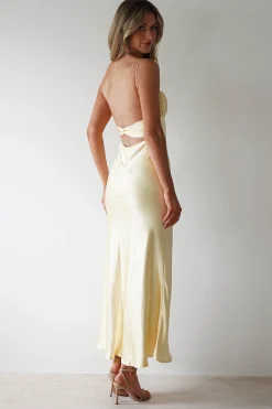Discount Grace Soft Satin Maxi Dress | Yellow Lange Kleider|Maxikleider