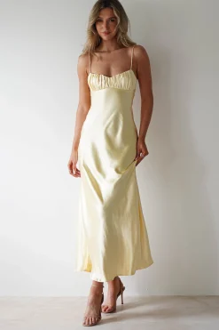 Discount Grace Soft Satin Maxi Dress | Yellow Lange Kleider|Maxikleider