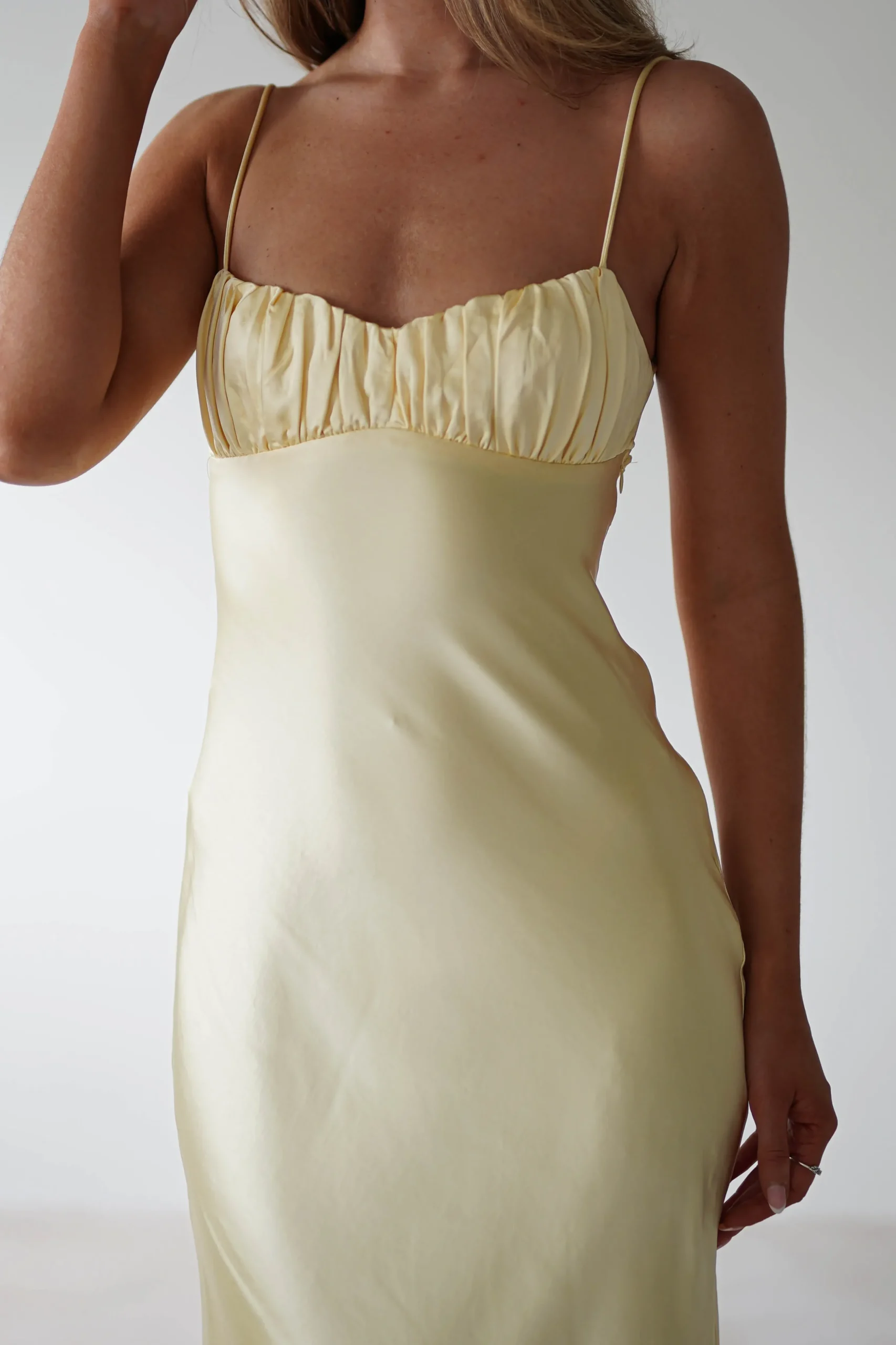 Discount Grace Soft Satin Maxi Dress | Yellow Lange Kleider|Maxikleider