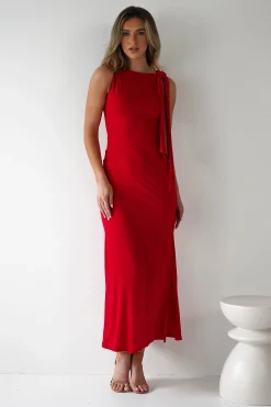 Hot Grettel High Neck Maxi Dress | Red Lange Kleider|Maxikleider