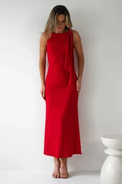 Hot Grettel High Neck Maxi Dress | Red Lange Kleider|Maxikleider