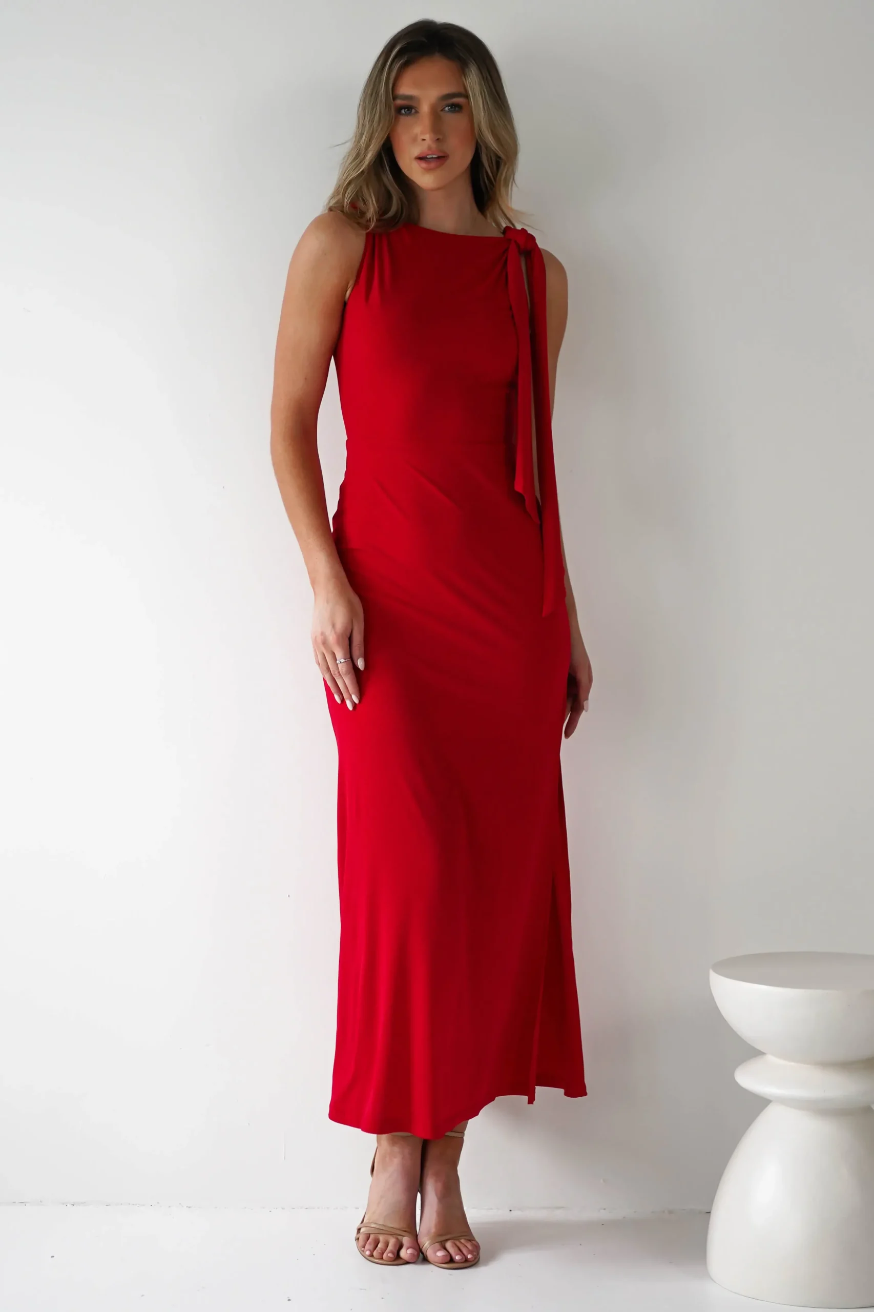 Hot Grettel High Neck Maxi Dress | Red Lange Kleider|Maxikleider