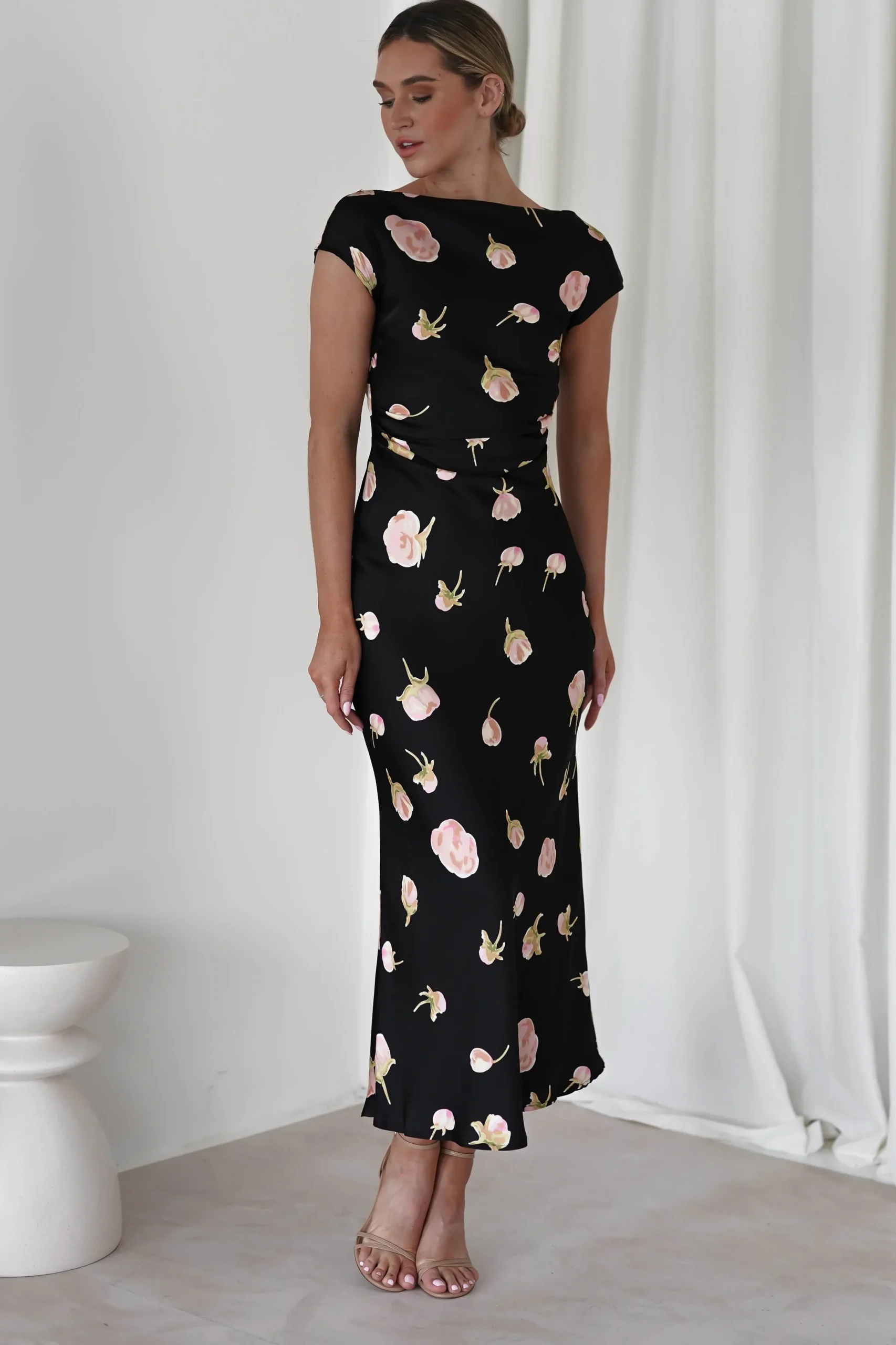 Online Hazel Soft Floral Maxi Dress | Black Lange Kleider|Maxikleider