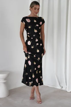 Online Hazel Soft Floral Maxi Dress | Black Lange Kleider|Maxikleider