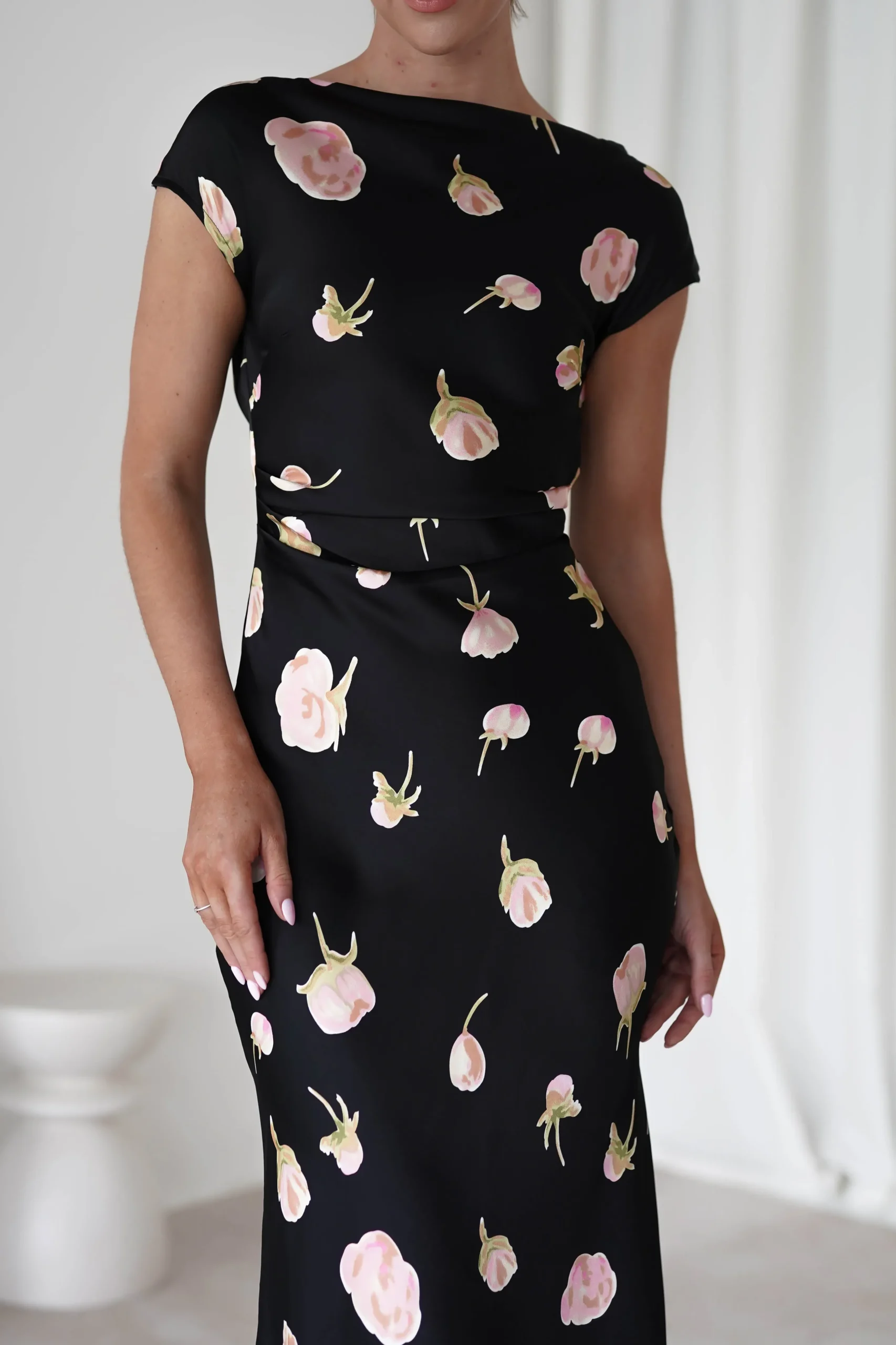 Online Hazel Soft Floral Maxi Dress | Black Lange Kleider|Maxikleider