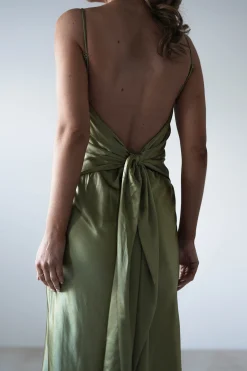New Hermie Silky Satin Maxi Dress | Olive Lange Kleider|Maxikleider