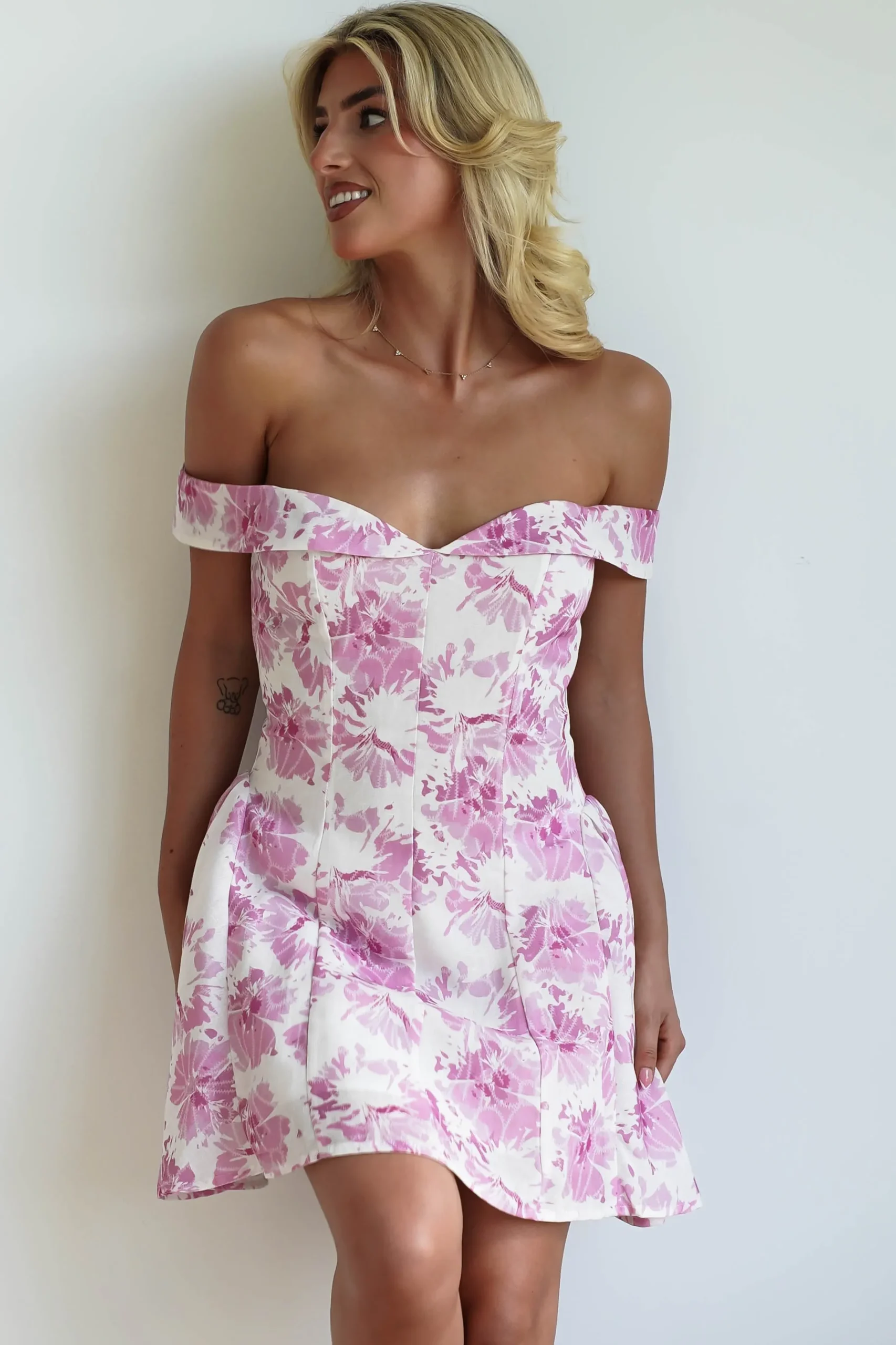 New Hollie Floral Mini Dress | Pink Print Kleider In Minilänge|Minikleider