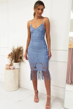 Best Honey Lace Detail Midi Dress | Periwinkle Mittellange Kleider|Midi-kleider
