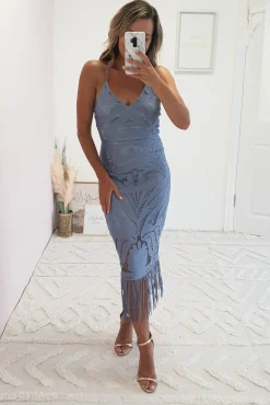 Best Honey Lace Detail Midi Dress | Periwinkle Mittellange Kleider|Midi-kleider