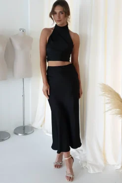 New Imogen Satin Maxi Skirt | Black Unterteile Und Röcke|Lange Kleider
