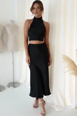 New Imogen Satin Maxi Skirt | Black Unterteile Und Röcke|Lange Kleider
