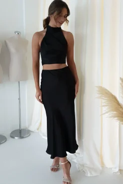 New Imogen Satin Maxi Skirt | Black Unterteile Und Röcke|Lange Kleider