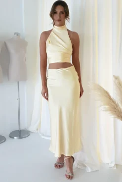 Outlet Imogen Satin Maxi Skirt | Yellow Unterteile Und Röcke|Lange Kleider