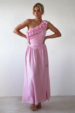 New Jamie Ruffle One Shoulder Midaxi | Pink Mittellange Kleider|Midi-kleider