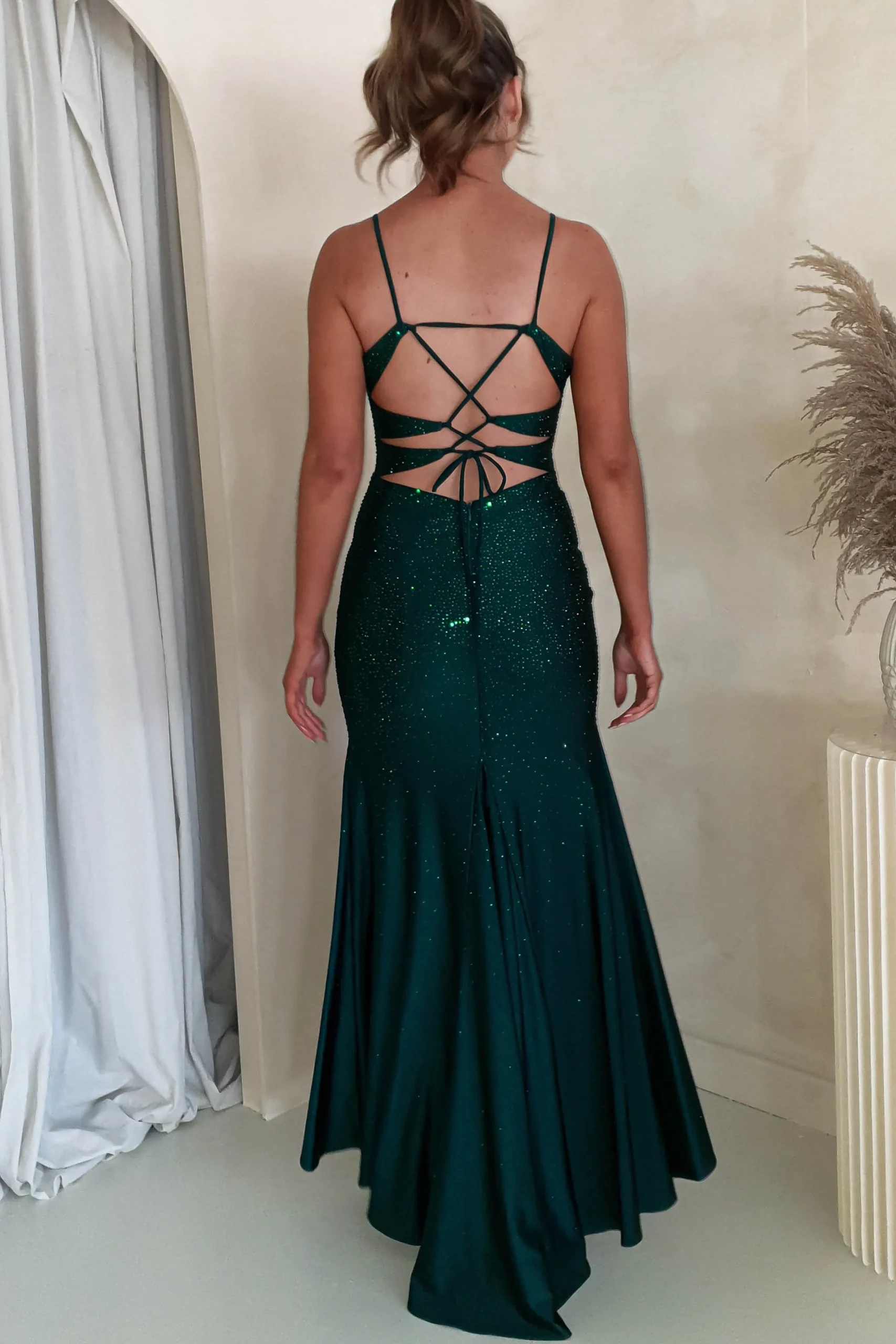 Outlet Jennifer Diamante Bodycon Gown | Dark Green Sommerkleider|Sommerkleider