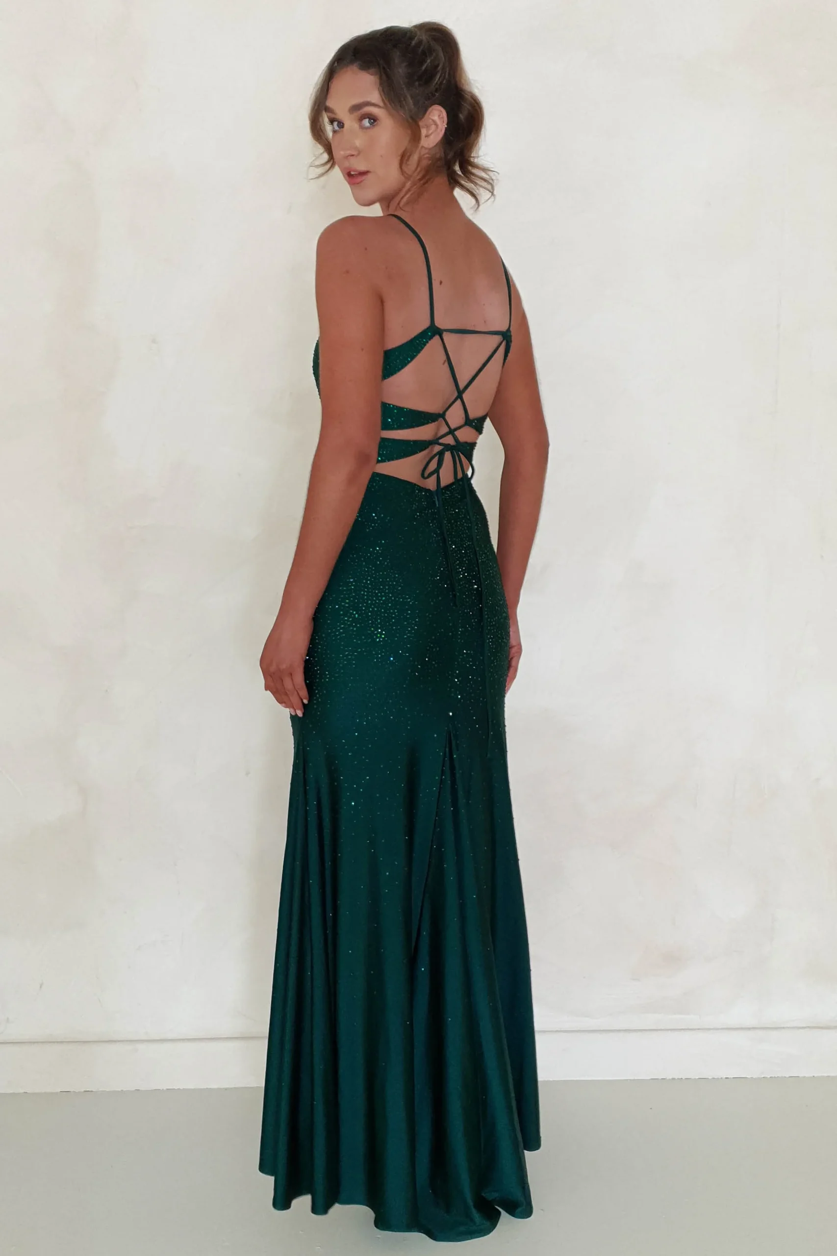 Outlet Jennifer Diamante Bodycon Gown | Dark Green Sommerkleider|Sommerkleider
