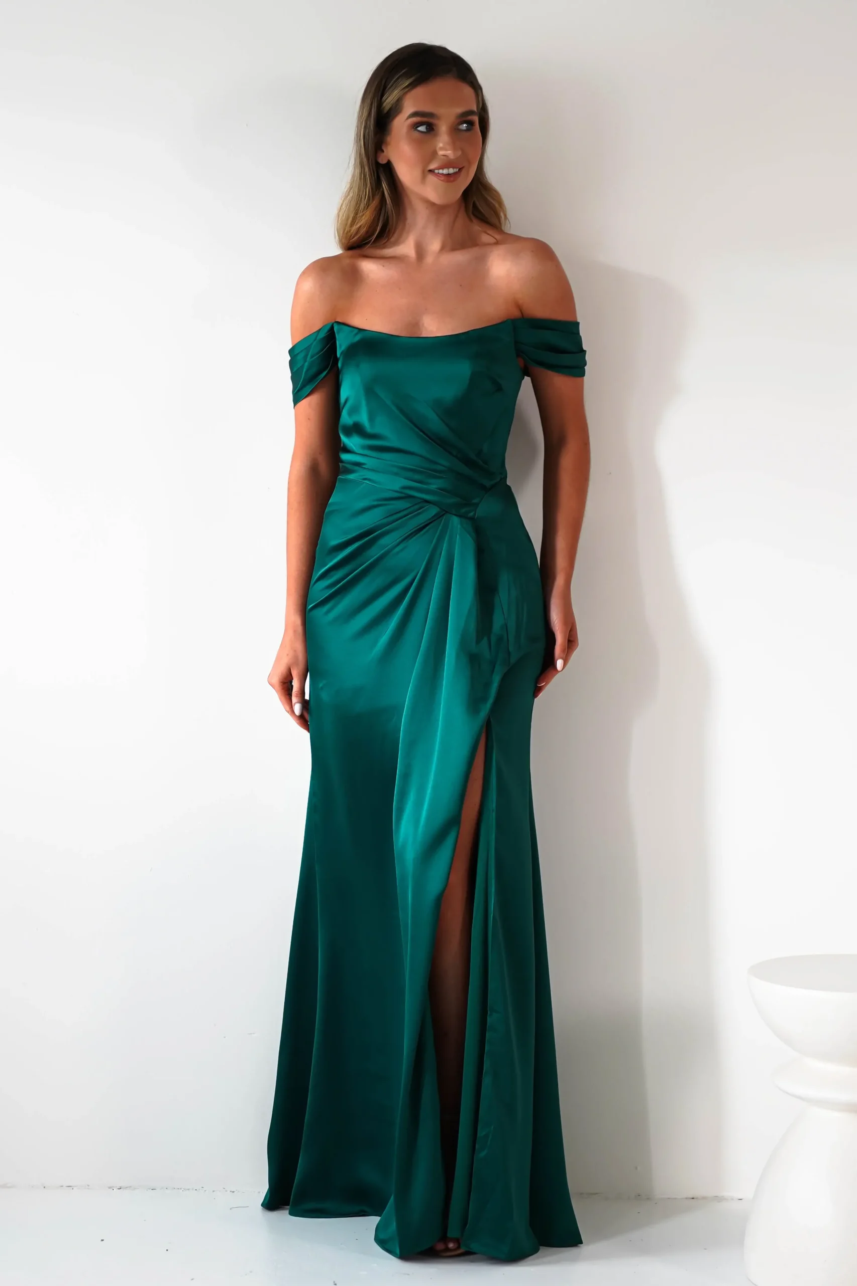 Best Jessi Soft Saton Maxi Gown | Emerald Green Lange Kleider|Maxikleider