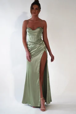 Sale Julianne Corset Satin Gown | Sage Sommerkleider|Sommerkleider