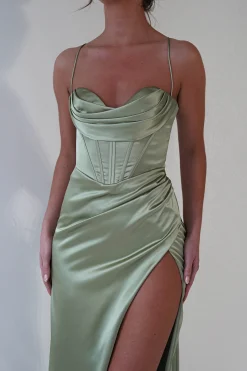 Sale Julianne Corset Satin Gown | Sage Sommerkleider|Sommerkleider