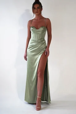 Sale Julianne Corset Satin Gown | Sage Sommerkleider|Sommerkleider