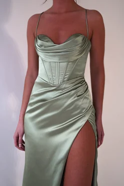 Sale Julianne Corset Satin Gown | Sage Sommerkleider|Sommerkleider