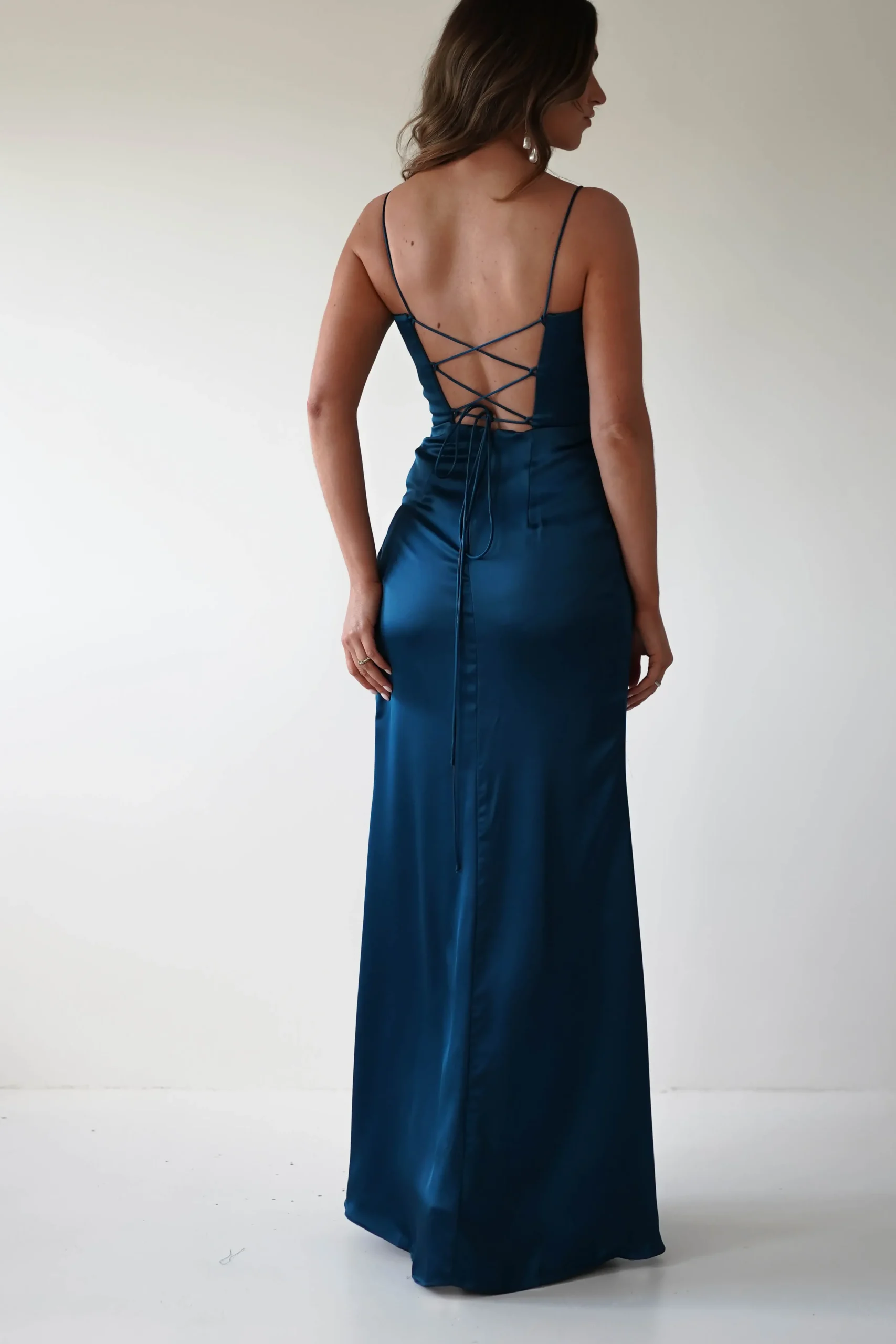 New Julianne Corset Satin Gown | French Navy Sommerkleider|Sommerkleider