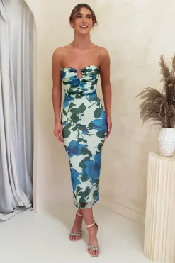 Clearance Kadie Strapless Midi Dress | Mixed Print Mittellange Kleider|Midi-kleider