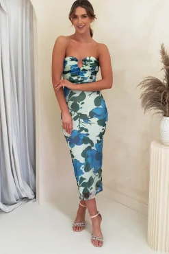 Clearance Kadie Strapless Midi Dress | Mixed Print Mittellange Kleider|Midi-kleider