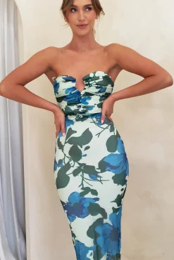 Clearance Kadie Strapless Midi Dress | Mixed Print Mittellange Kleider|Midi-kleider
