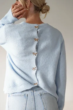 Outlet Kala Gold Bow Detail Jumper | | Blue Strickwaren|Pullover Und Strickjacken