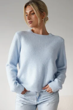 Outlet Kala Gold Bow Detail Jumper | | Blue Strickwaren|Pullover Und Strickjacken