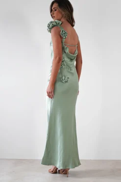 Best Karley Soft Satin Maxi Dress | Sage Green Lange Kleider|Maxikleider