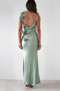 Best Karley Soft Satin Maxi Dress | Sage Green Lange Kleider|Maxikleider