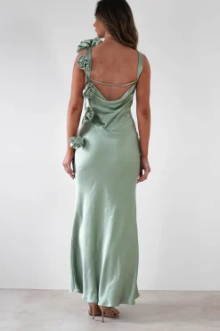 Best Karley Soft Satin Maxi Dress | Sage Green Lange Kleider|Maxikleider