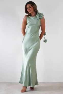 Best Karley Soft Satin Maxi Dress | Sage Green Lange Kleider|Maxikleider