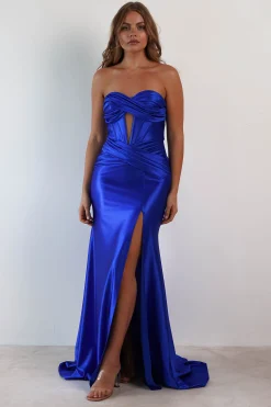 Hot Karra Bodycon Strapless Gown | Royal Blue Lange Kleider|Maxikleider