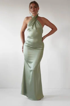 Fashion Kartia Halterneck Maxi Gown | Sage Lange Kleider|Maxikleider