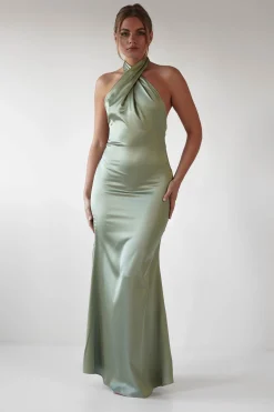 Fashion Kartia Halterneck Maxi Gown | Sage Lange Kleider|Maxikleider